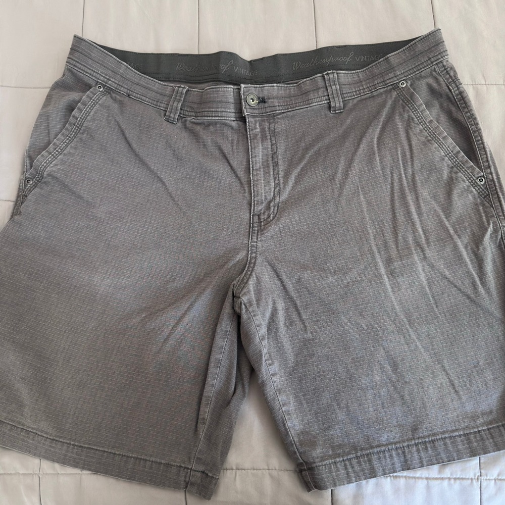 Weatherproof Vintage Shorts Mens 40 Gray Ripstop Stretch Hiking Zip Pocket